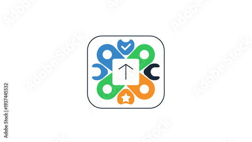 Colorful abstract graphic design symbol.