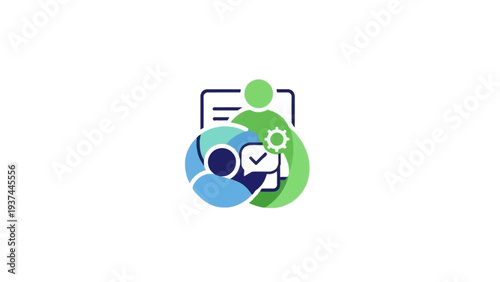 Colorful Abstract Shapes and Checkmark Icon.