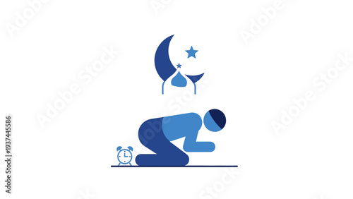 Man in prayer position on knees.