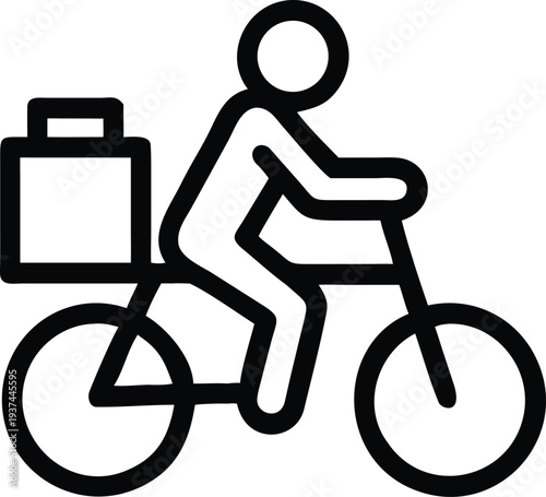Bicycle Courier Delivering a Package Box for Local Urban Eco Friendly Service