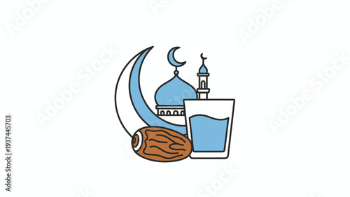 Islamic Symbols Mosque Dome Minaret Crescent.