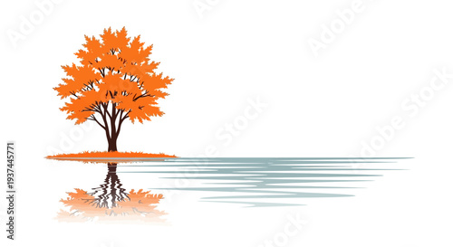 Vibrant Orange Tree in Autumn Season.