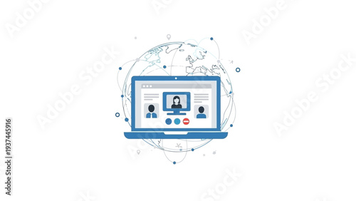 Laptop Computer with Online Meeting Interface.