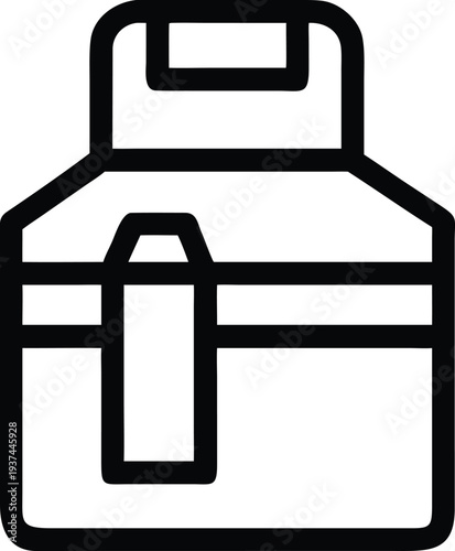 Black Outline Icon of a Secured Box with a Vertical Strap Indicating Safe Packaging