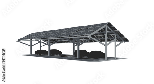 Solar panels on metal structure roof.