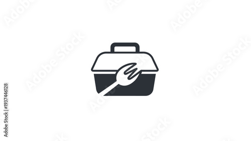 Lunchbox with Fork Simple Icon Design.