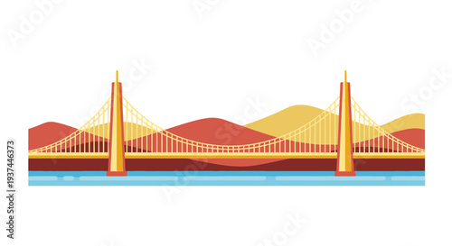 Suspension Bridge Over Waterway Structure.