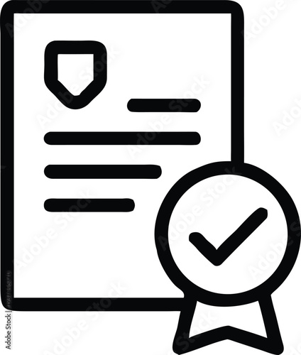 Certificate Document Outline Icon Representing Official Validation and Assurance
