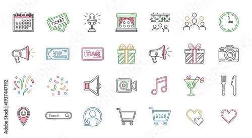 Colorful business and business icons.