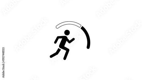 Man Running Under Curved Line Icon.