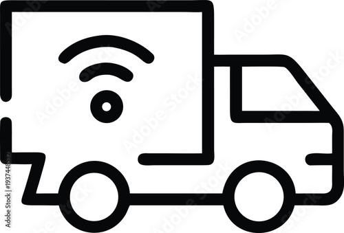 Connected delivery truck icon showing smart logistics and real time cargo tracking technology