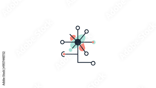 Molecular structure with colored bonds model.