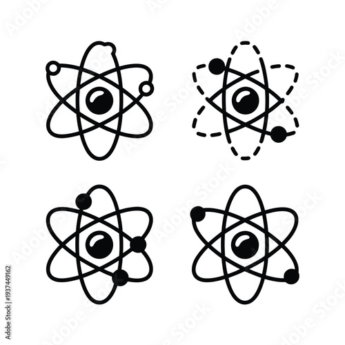Atomic Structure Diagrams, Science Illustrations, Educational Icons