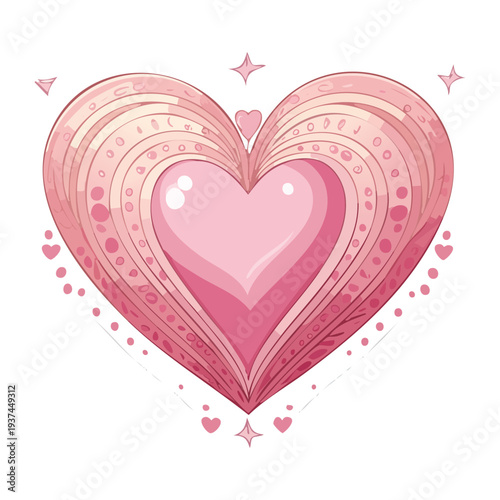 Illustration of a pink layered heart with soft lighting for meditation apps and wellness platform social media engagement notification digital icons