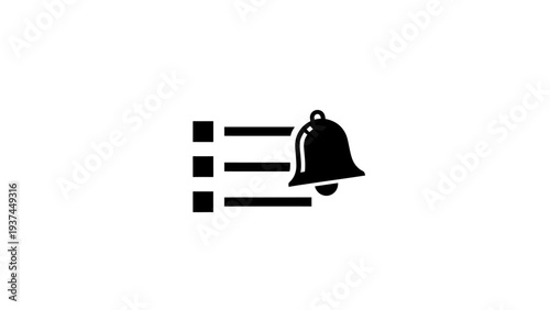 Notification bell icon with lines.