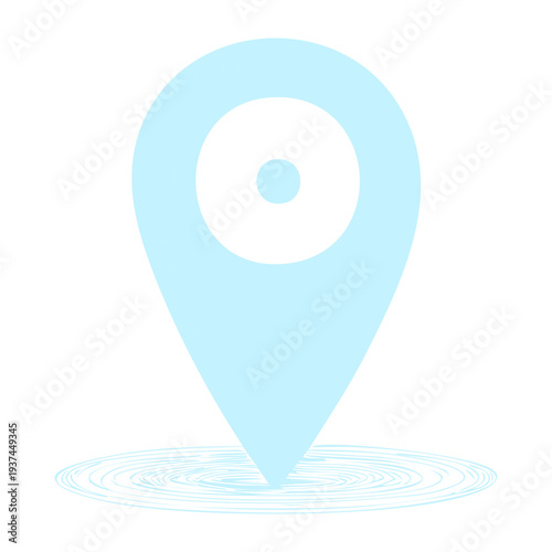Illustration of a light blue location pin for clean map navigation and minimalist travel application interface symbols in digital graphic design sets