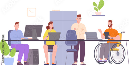 Diverse office team. Corporate workers cartoon characters