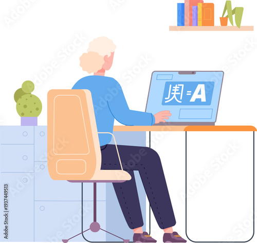 Senior woman learn foreign language. Retirement lifestyle concept