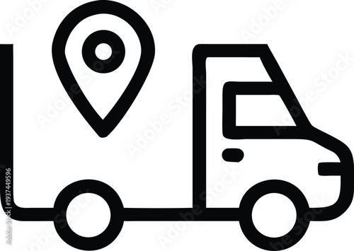 Delivery truck with global positioning system pin for real time location tracking