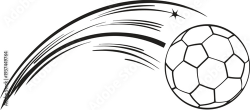 A soccer ball in motion with dynamic streaks and speed lines