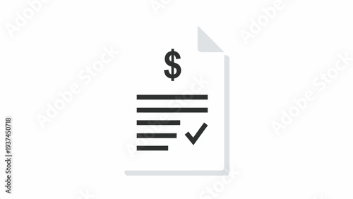 Paper with dollar sign and checklist.