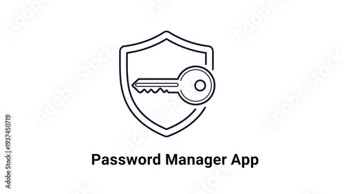 Password Manager App Icon with Shield Key.