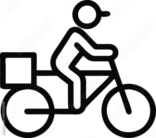 Eco friendly bicycle courier riding with a package delivering goods in the city