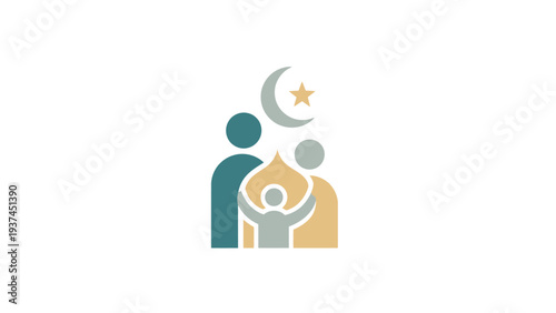 People icons with crescent moon star.