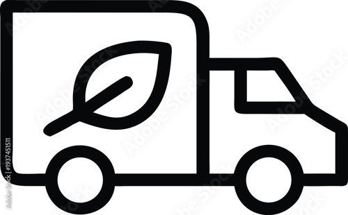 Eco friendly delivery truck symbol representing sustainable logistics, green shipping, and environmentally conscious freight transportation