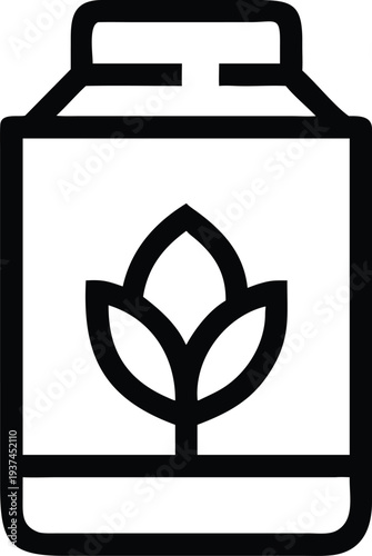 Eco friendly organic product carton with natural leaf symbol line icon for healthy living
