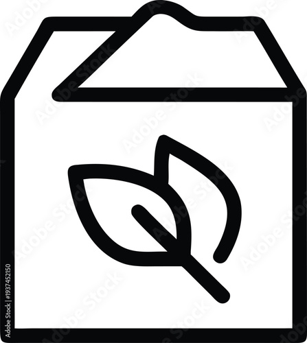 Eco friendly package icon with two leaves indicating organic or sustainable contents