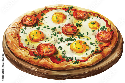 Breakfast Pizza pizza isolated