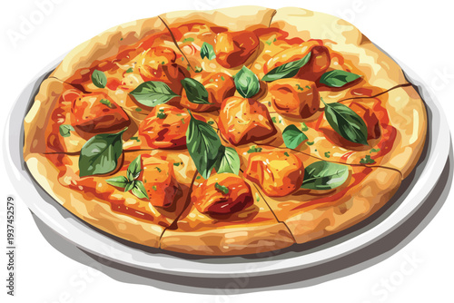 Chicken Tikka pizza isolated