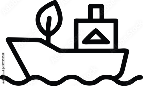 Eco friendly ship powered by sustainable energy moving across the waves