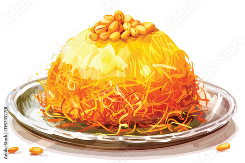 kunefe traditional Middle Eastern dessert served on a isolated