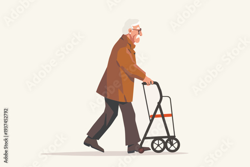 old person with walker isolated