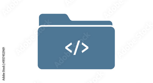 Blue coding folder icon symbol.