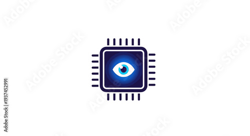 Blue eye in microchip closeup.