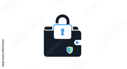 Black briefcase with lock and shield.