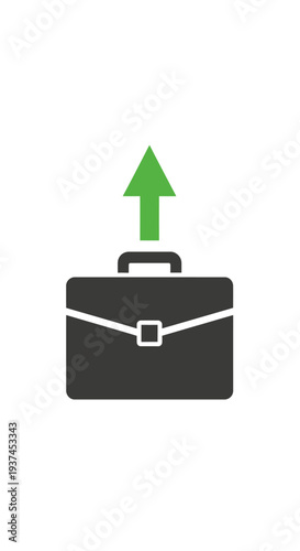 Black briefcase with green arrow up.