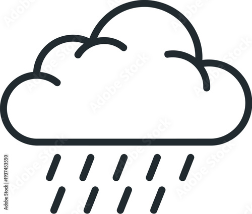 A simple illustration of rain falling from a cloud in the sky