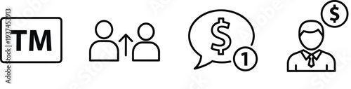 Business Icons Trademark User Growth Notification and Money Icons Keywords: trademark, tm, users, growth, notification, money