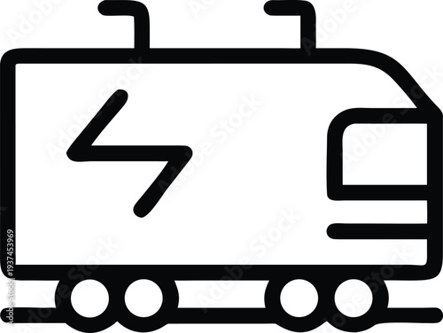 Electric train icon depicting modern railway transportation powered by sustainable energy