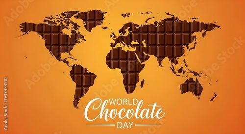World chocolate day celebration with global map