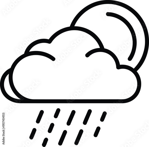 A simple illustration of a cloud releasing rain droplets onto the ground