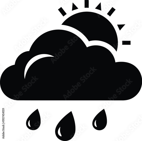 A cloud with rain and partial sunshine indicating mixed weather conditions