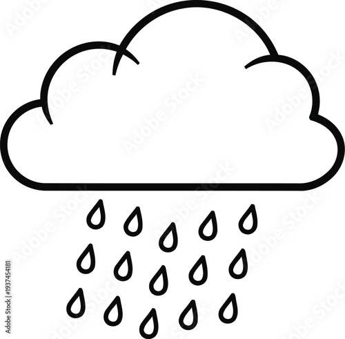 A simple illustration of a cloud releasing raindrops from its base.