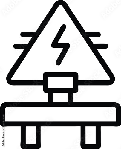 Electrical Hazard Warning Sign with Lightning Bolt Symbol on a Power Plug Outline