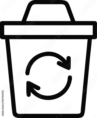 Environmental recycle bin with arrows symbolizing sustainable waste management practices, ecofriendly container