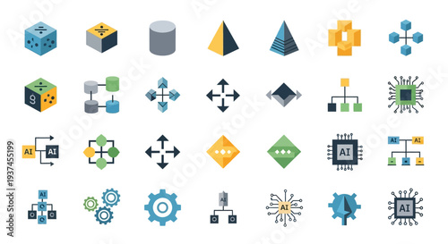 Collection of various technology icons.